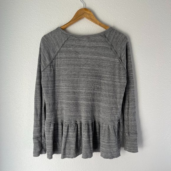 We the Free Long Sleeve Thermal Henley Peplum Top - Picture 3 of 6